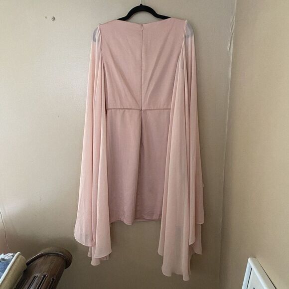 Mac Duggal Ieena Pink Cape Chiffon Short Knee Length Dress Sz 6 $358 NWT - Picture 10 of 12